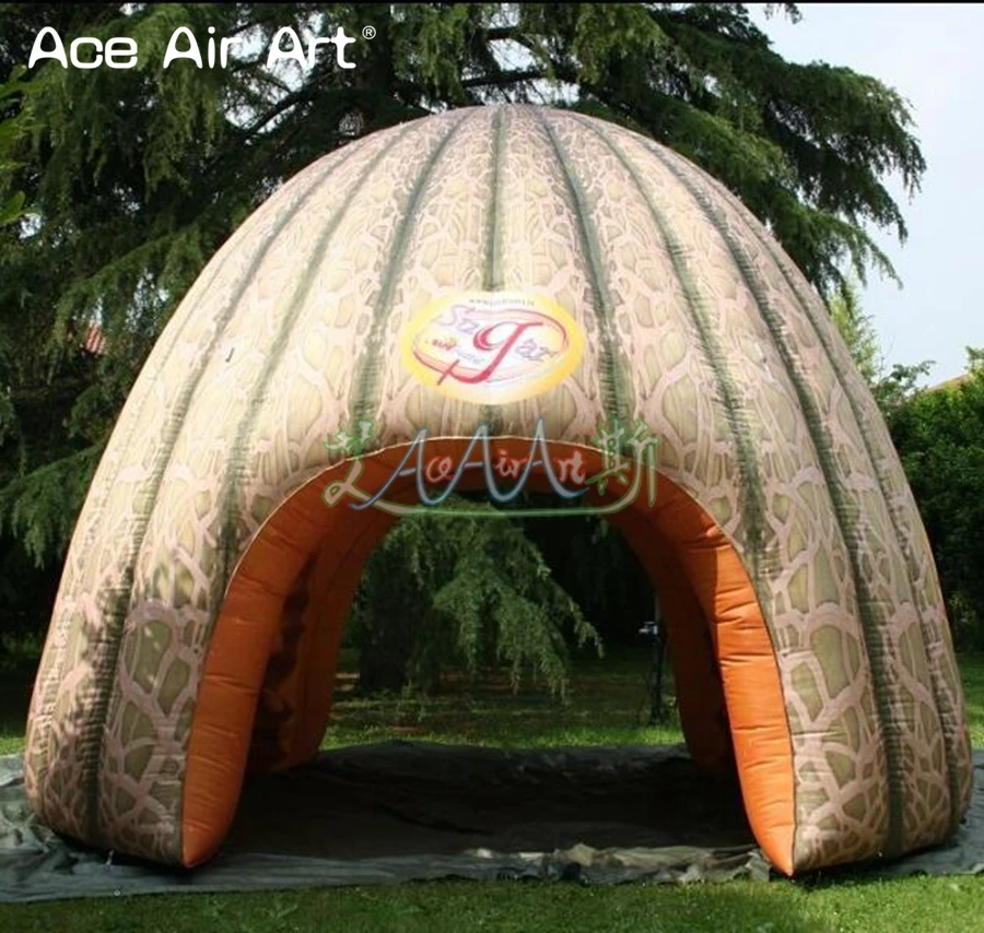 

All Printing Canopy Tunnel Tent Inflatable Hami Melon Shaped dDome Tent Half Melon Replica Stall Vendor Booth for Promotion