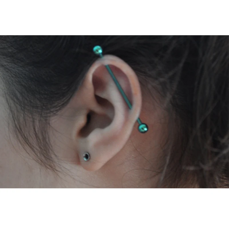 2 Pieces Long Industrial Barbell Fashion 14G/1.6m 50mm Ear Ring Piercing 5 Colors Earrings Piercing Barbell Punk Gothic Jewelry