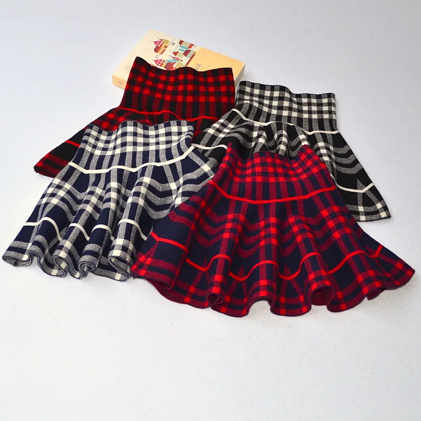 2021 Autumn Winter Skirts For Girls Fashion School Girls Pleated Skirts Kids plaid Clothes Baby Child High Waist Tutu Skirts