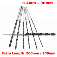 4mm 5mm 6mm 8mm 10mm 12mm High Carbon Steel 200mm 300mm Length Woodworking Tool Straight Shank Twist Three Brad Point Drill Bit