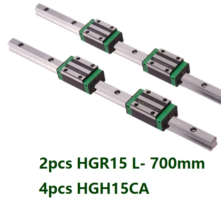 

2pcs China made HGR15 L- 700mm linear guide/rail + 4pcs HGH15CA linear narrow blocks for CNC router parts