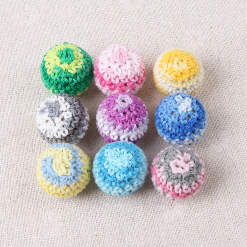 Double color Elegant 20mm Crochet Beads Woolen Yarn For Choose Knitted By Cotton Thread DIY Jewellery Making 5 Pcs