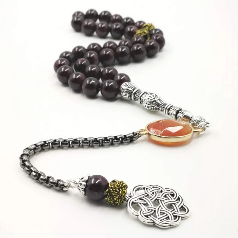 الطبيعي العقيق Tasbih مع الأحمر العقيق حجر أساور اكسسوارات Tarbons شرابة الإسلام misbaha جديد هدية للجميع