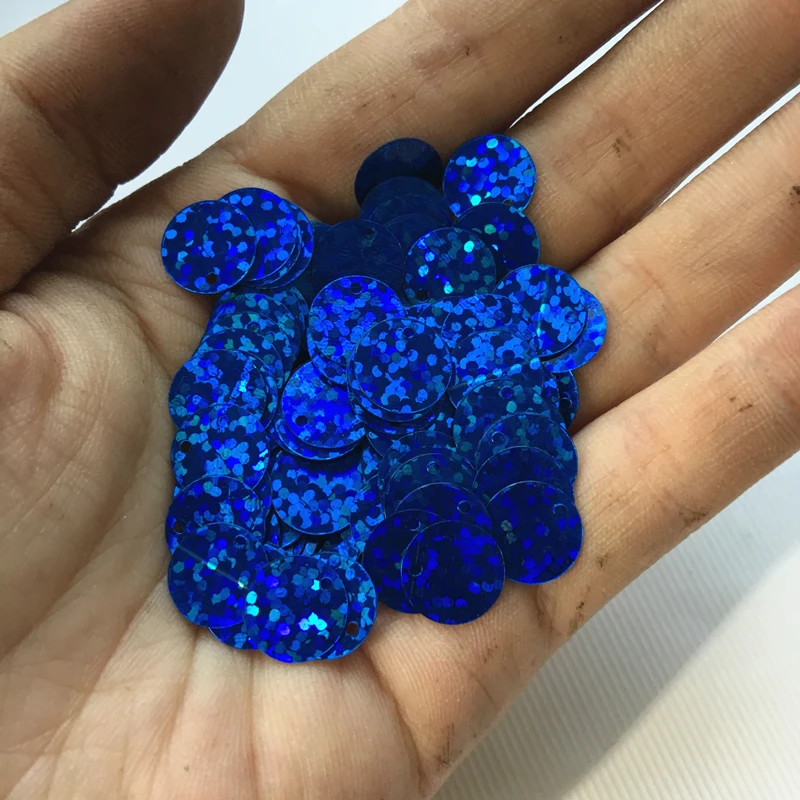 50g(2000pcs) 10mm Side Hole Royal Blue Laser Flat Round Loose sequins Paillette Sewing Wedding Craft Decoration Confetti