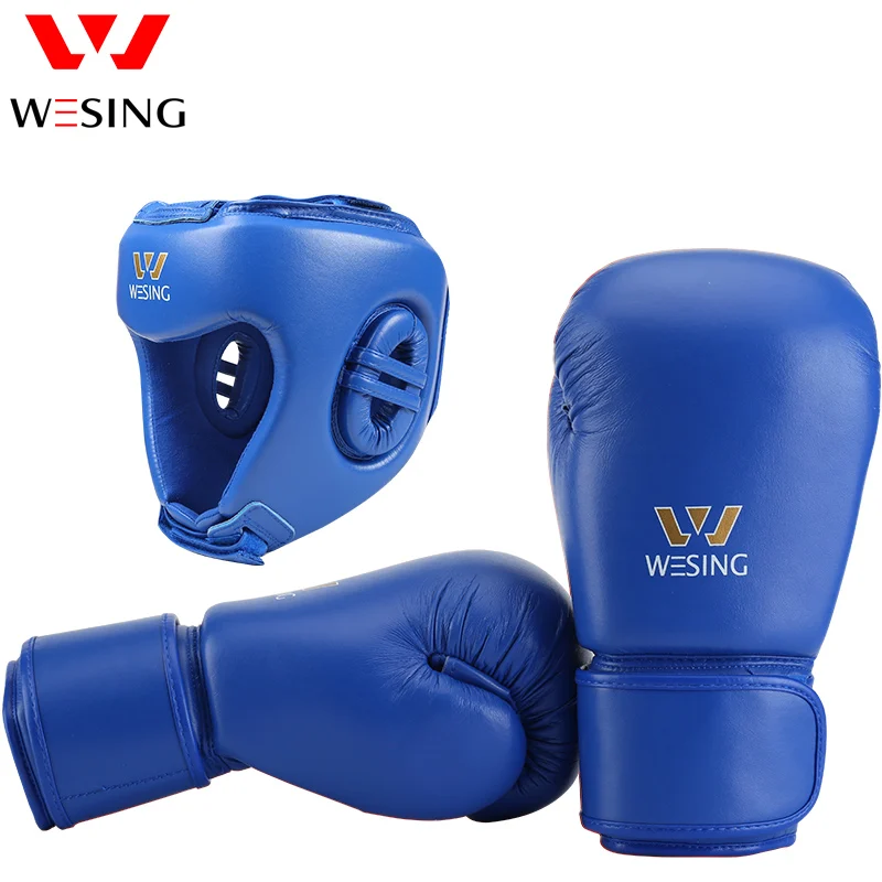 Wesing AIBA Approved Set Professional Boxing Gloves Boxing Head Guard Training Competition Helmet Boxing Gloves Protective Gears