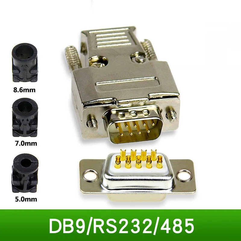 Industrial Grade DB9 RS232 485 Serial Port Plug 9 Pin D-SUB9 Connector 9p Male Female Connector 6 pcs/lot