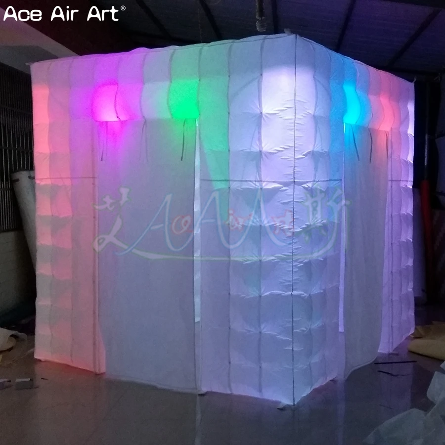 5W gonfiabile LED Cube Photo Booth sfondo tenda cubica con 2 copriporta guadabili