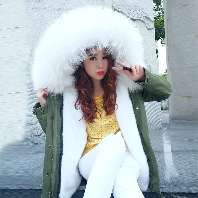 brand 2020 new stree style army green winter jacket coat women parkas mujer big real fur coat natural raccoon fur collar hooded 