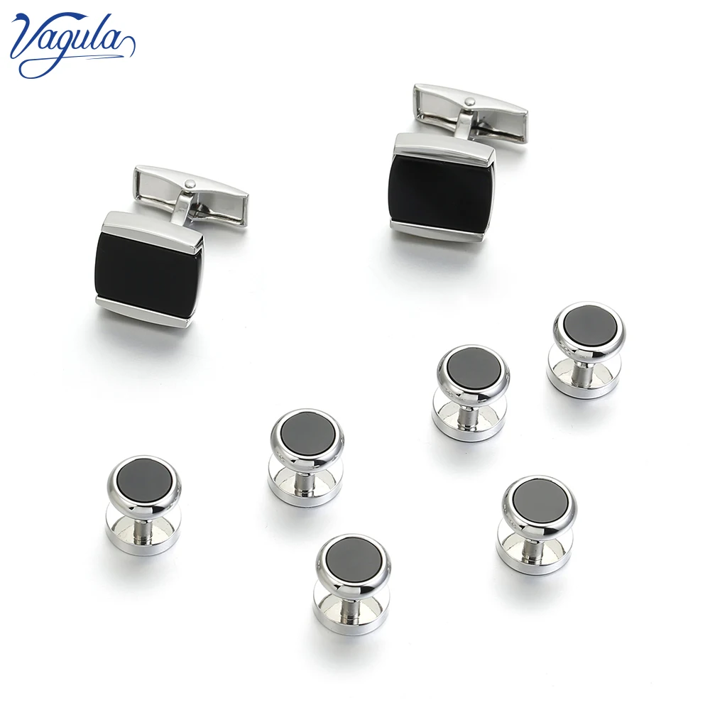 VAGULA Trendy 8pcs set Cufflinks Collar Stud Spinki Tuxedo Gemelos Cuff Link Men Jewelry Gift 424