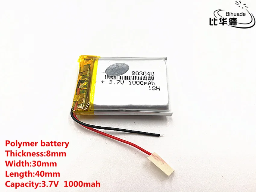 5 قطعة/الوحدة جيدة كوليتي 3.7V ، 1000mAH ، 803040 بوليمر ليثيوم أيون/ليثيوم أيون بطارية ل لعبة ، قوة البنك ، GPS ، mp3 ، mp4