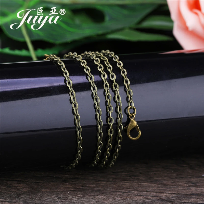 50pcs/lot 50cm Alloy Chains Lobster Clasps Chains For Jewelry Making Findings DIY Pendant Necklaces Supplies Accessories