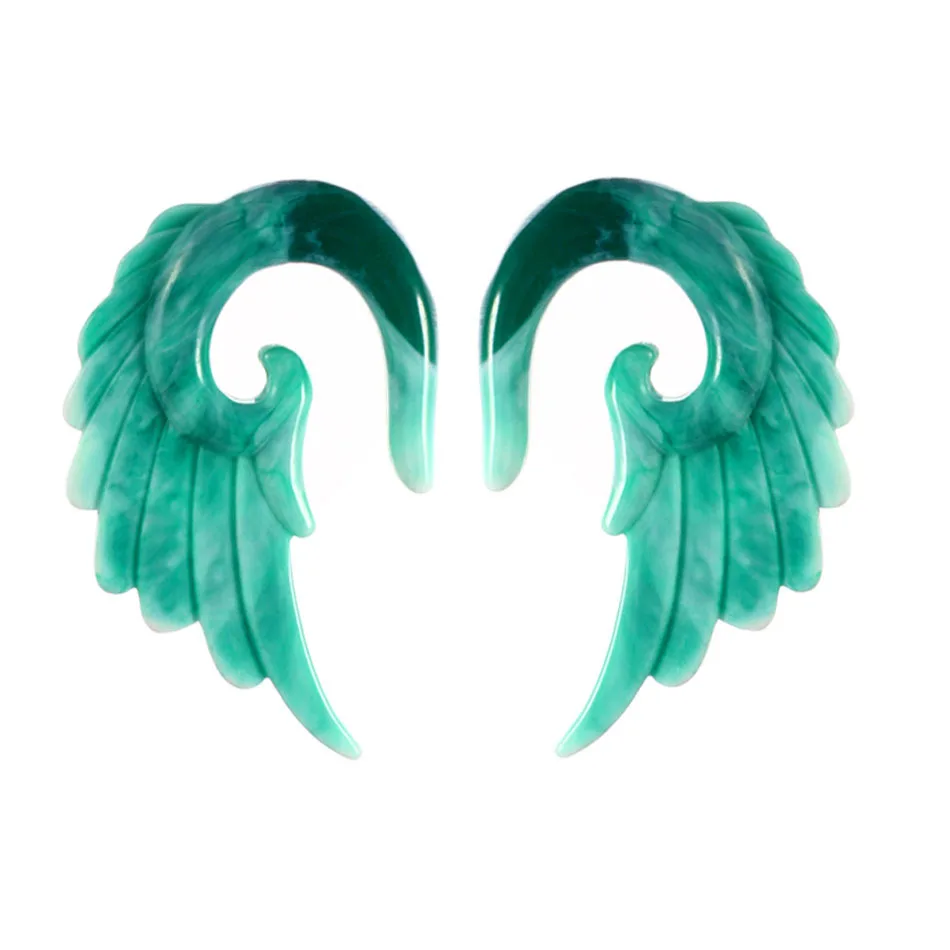 Modrsa 1pair Angel Wings Resin Plugs And Tunnels Acrylic Ear Gauges Expander Tunnel Ear Piercing Body Jewelry