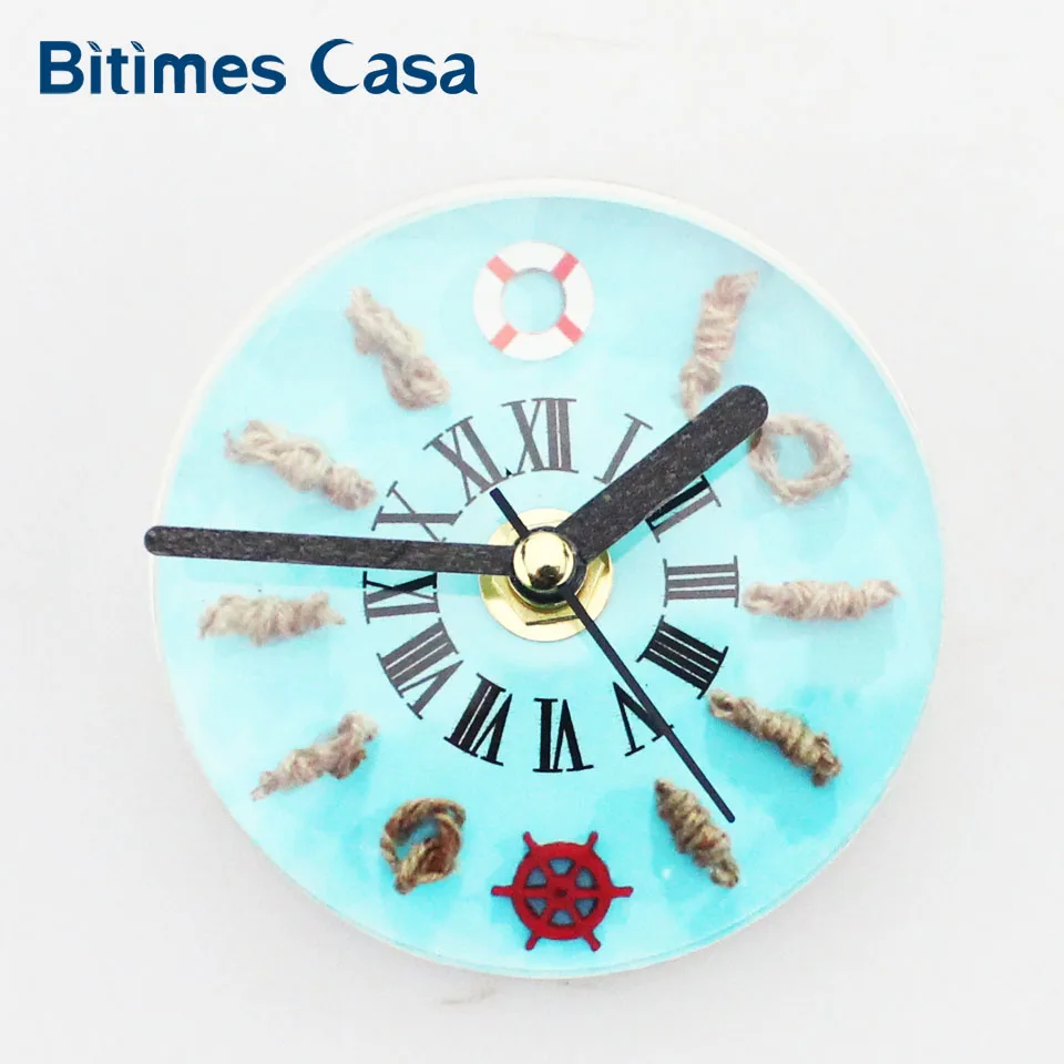 

Bitimes Blue Sea Style Fridge Magnets Wall Clock Refrigerator Magnetic Home Decoration Clock For Children Kids Room Decor