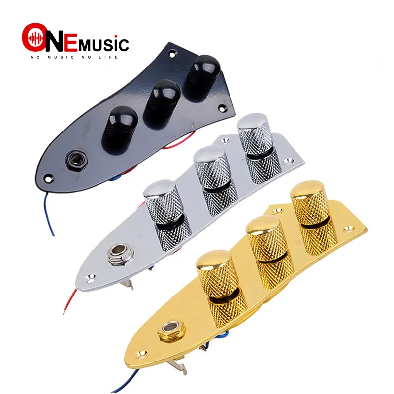 Wired Loaded Prewired Control Plate Harness Assembly Knobs and jack for Electric Bass Black /Silver/Gold