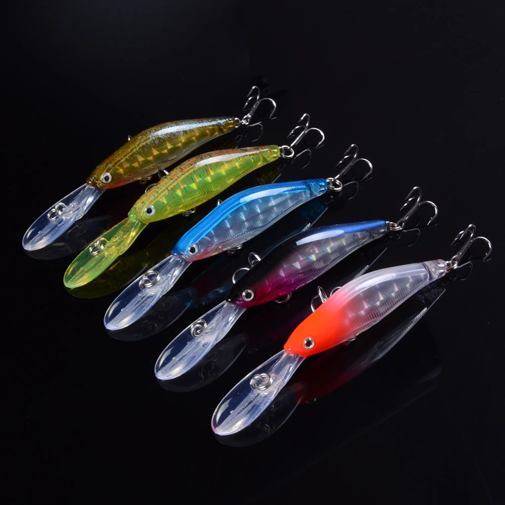 5pcs/lot Floating Laser Minnow Fishing Lure Wobblers 9cm/7g Artificial Bait Hard Crankbaits Treble Hooks Tackle 3D Eyes