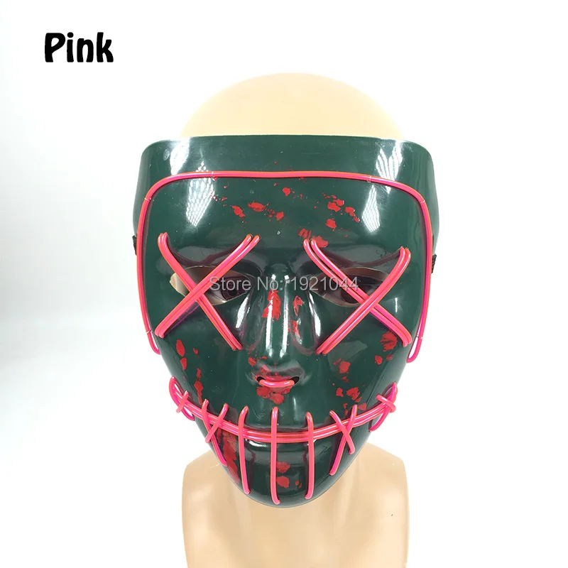 هالوين حزب الحسنات هالوين شبح الشق الفم قناع EL تضيء قناع 10 ألوان مختارة النيون الملونة الرعب حزب قناع #6