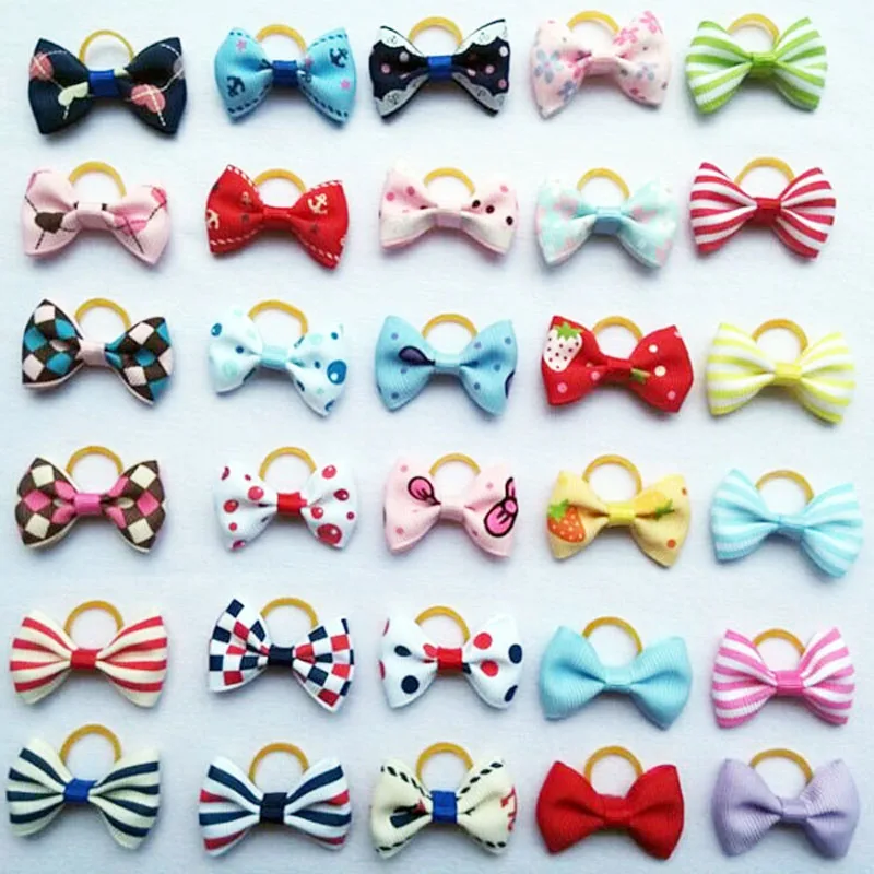 100pcs/lot Pet Hair Accessories Hand-made Cute Hairpin For Small Dogs Mixed Colors Pet Grooming Products Cat Hair Bow 30 Colors