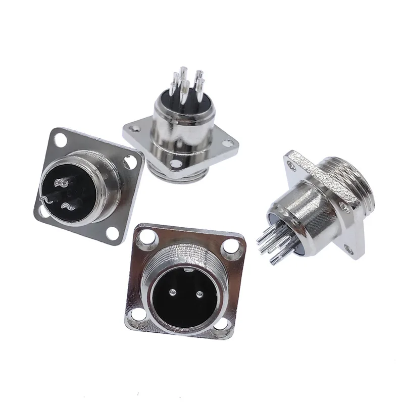 GX12 square base connector flange socket 2 pin 3pin 4pin 5pin 6pin 7pin diam 12mm