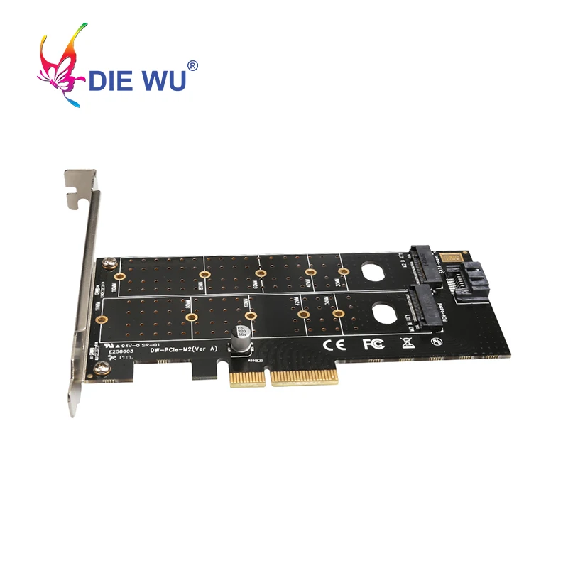 PCIe to M Key B Key SATA Port Expansion Converter Adapter PCI Express to M.2 NVMe SSD NGFF Riser Card Expansion Card TXB044