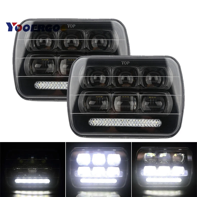 

5x7 inch Square LED Headlight 65W DRL High Low Beam Offroad Driving Headlamp For Jeep Wrangler YJ Cherokee XJ Truck