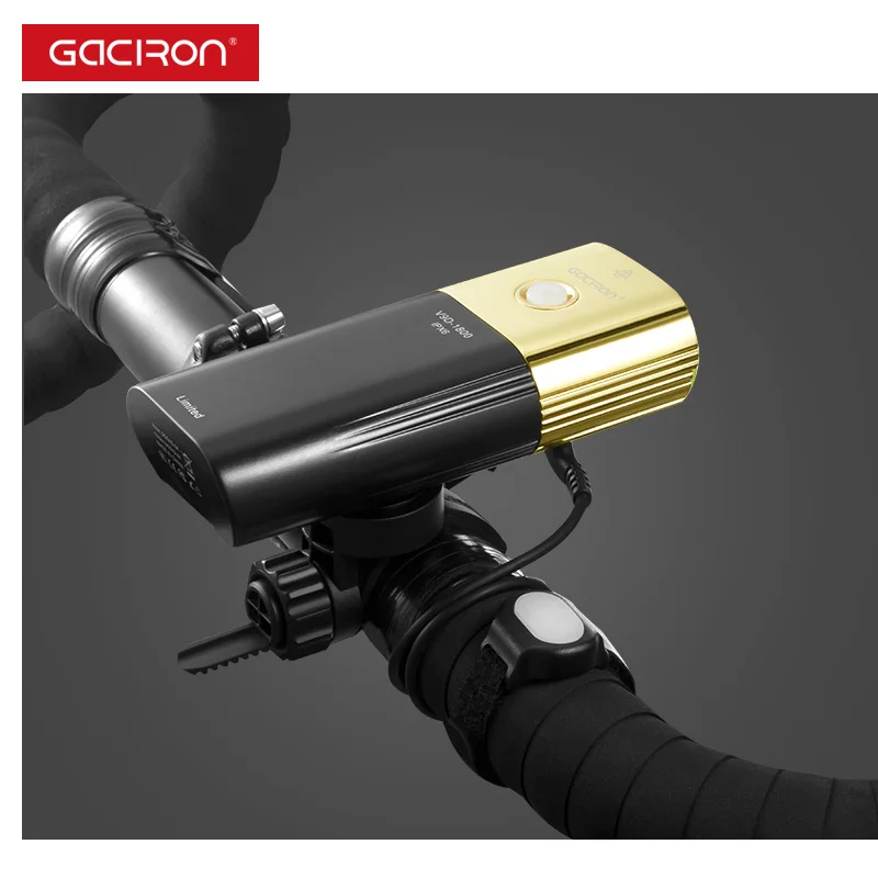 GACIRON Professional 1800 lumens Bicycle light Power Bank IPX6 Waterproof USB Rechargeable 6700mAh Bike Headlight Flashlight