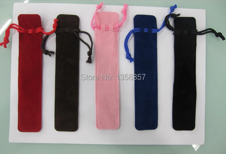 

free shiping 3.5*17cm velvet jewelry pouch velvet pouch pen pouch velvet record pen pouch ball pen bag custom logo