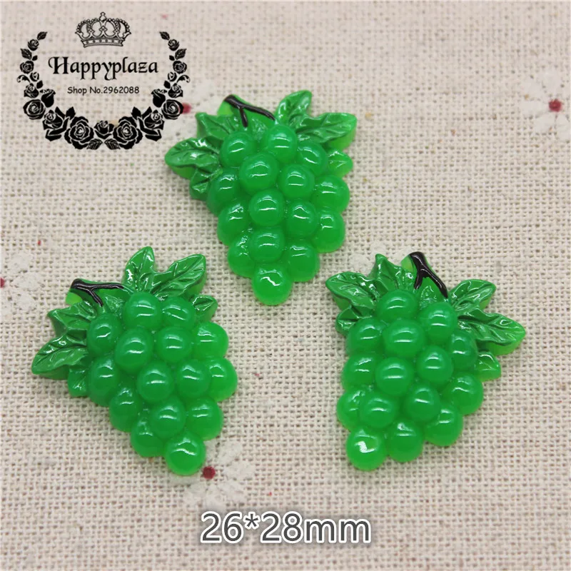 10pcs Cute Resin Fruits Grape Simulation Miniature Food Art Flatback Cabochon DIY Craft Decoration,26*28mm