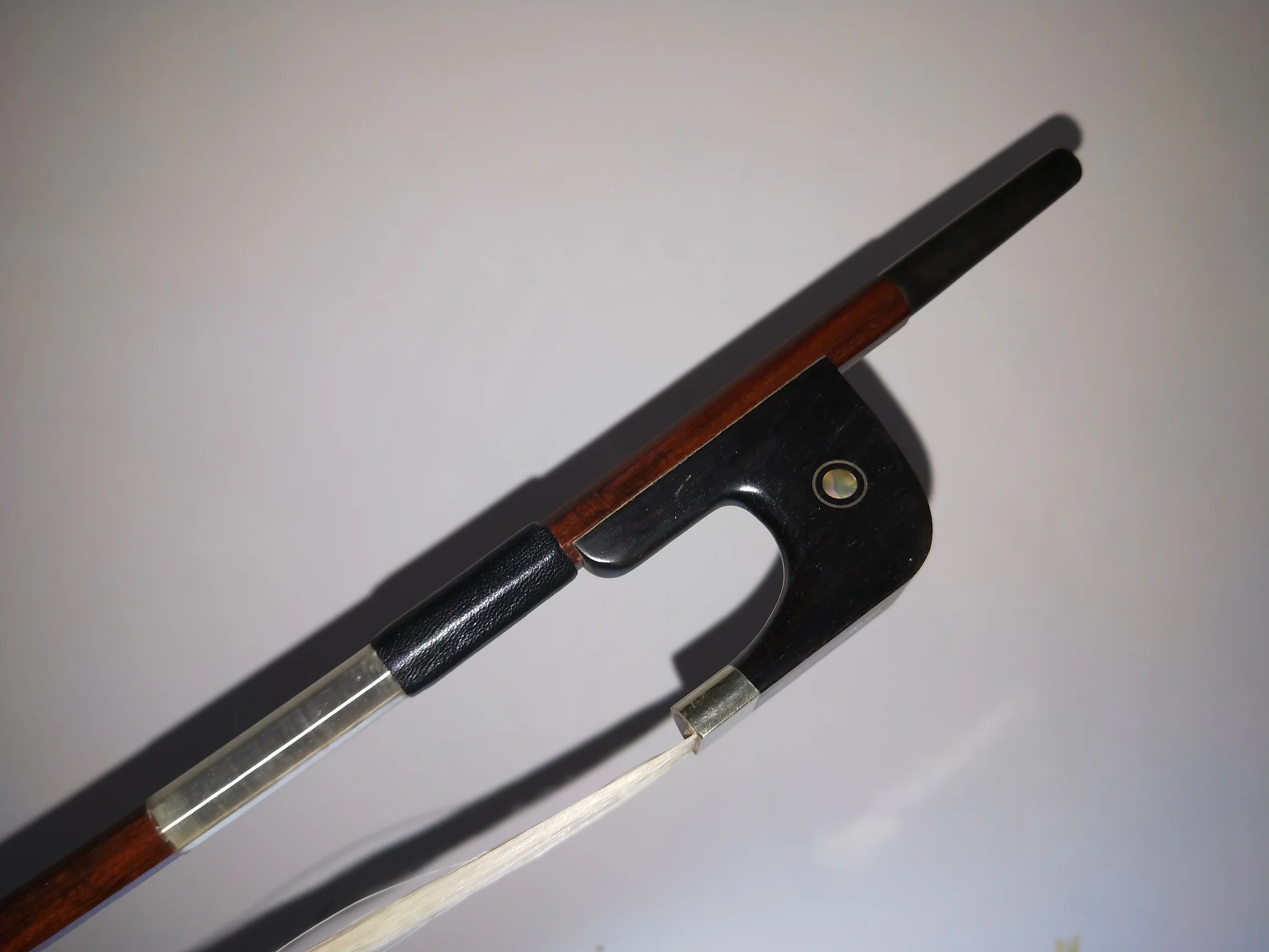 

2 PC Brazil Wood Double Bass Bow 3/4 Size Ebony Frog Double Eyes Quality White Bow Hair