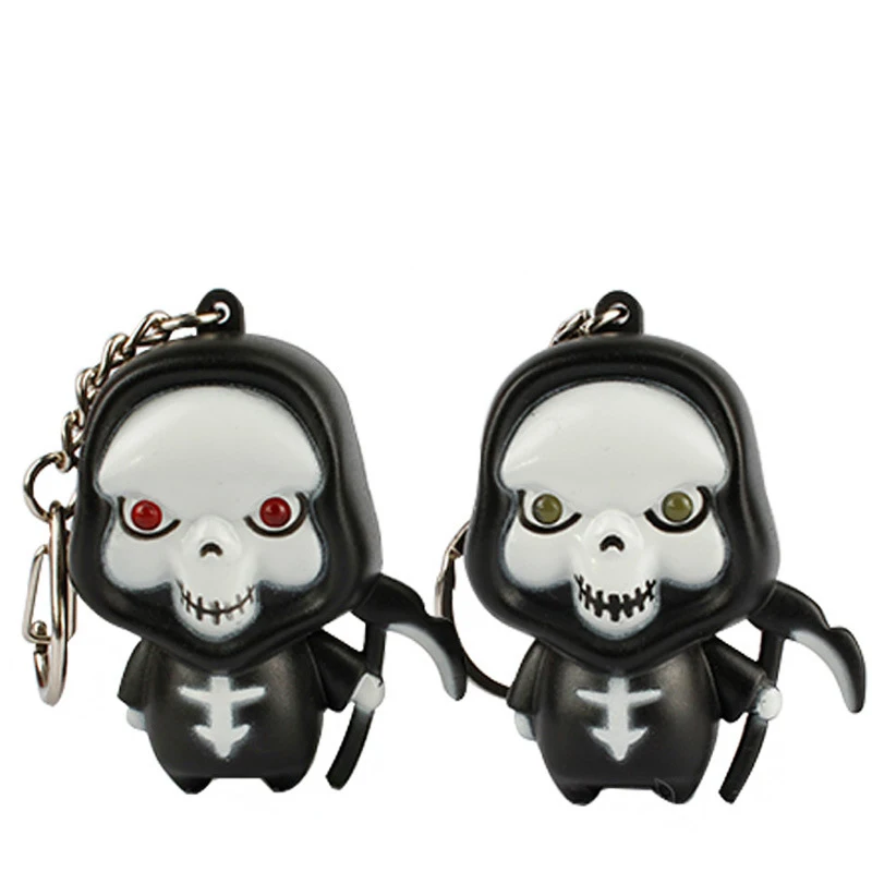 Cartoon grim Reaper Key Chain LED Vocal Pendant Keychain Fashion Lovely ghost Key Ring Halloween gift Jewelry K1648