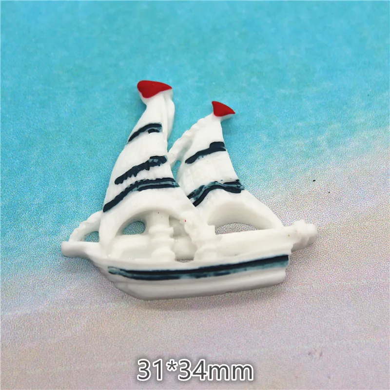 Kawaii Resin Sailboat/Helm/Anchor/Lighthouse/Life Buoy Beach Items Miniature Flat back Cabochon Art Supply DIY Craft Decoration