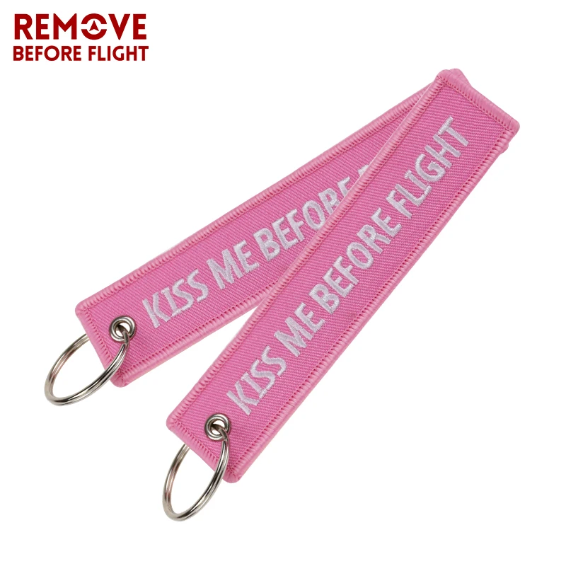 Fashion Keychain Bijoux Kiss Me Before Flight llaveros Keychains Embroidery Key Fobs OEM ATV Car Key Chains for Motorcycle Cars