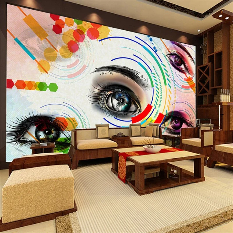 beibehang Fashion charm eye shadow beauty makeup make-up wall makeup image wall custom large mural green wallpaper