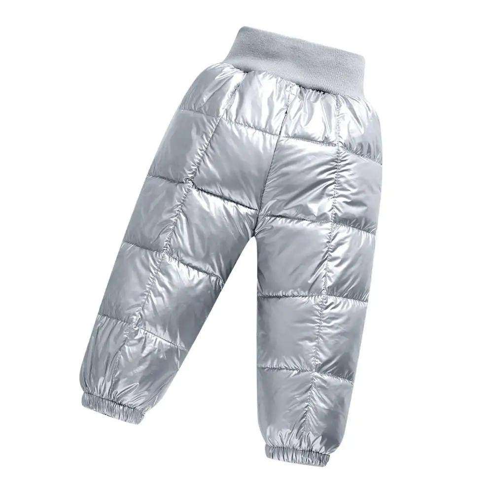 Children pants winter kids space silver down trousers girls baby cotton pants child boys thick trousers warming windproof pants