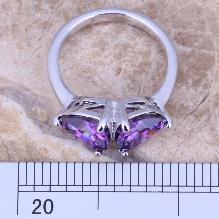 Magnificent Purple Cubic Zirconia Silver Plated  Women's Ring Size 6 / 7 / 8 / 9 R0962