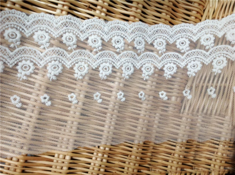 

10 yard/lot width 10cm 3.94" ivory high quality mesh embroidery lace trim ribbon 17799L4K332