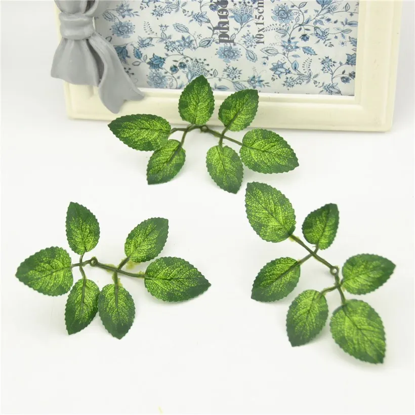 10pcs Silk Green Ivy Leaves With Artificial Flowers For Wedding Christmas Decoration Wreath Scrapbooking Fake Flowers