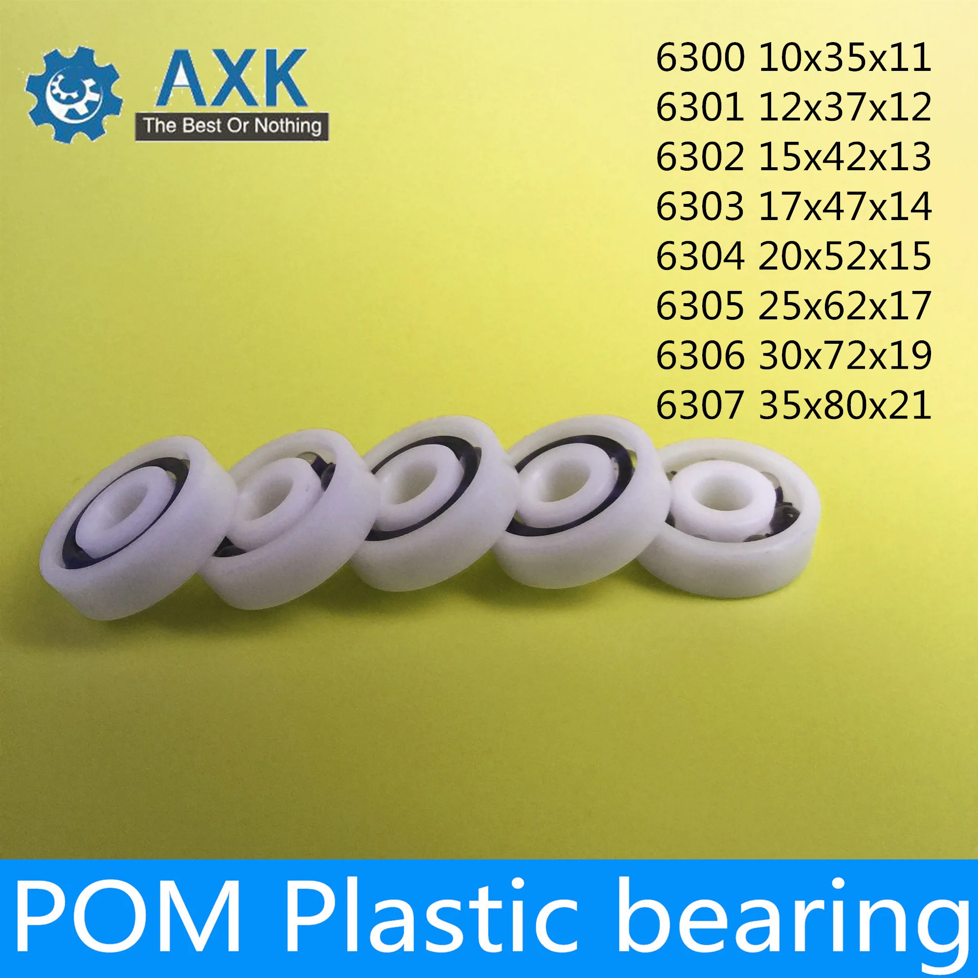 POM Bearing 6300 6301 6302 6303 6304 6305 6306 6307 ( 2 PCS ) Glass Balls Nylon Cage Plastic Ball Bearings