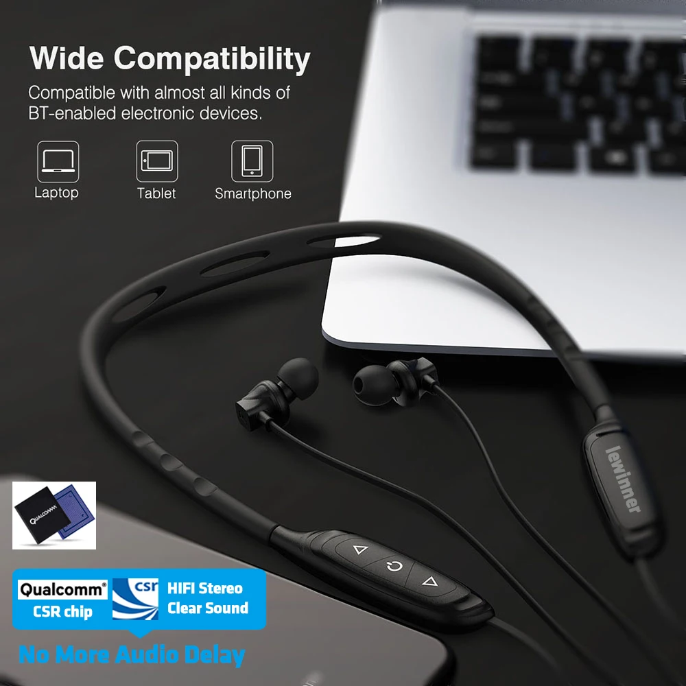 Lewinner W1 słuchawki z pałąkiem na kark Bluetooth z mikrofonem IPX5 wodoodporne sportowe bezprzewodowe słuchawki Bluetooth do telefonu iPhone xiaomi