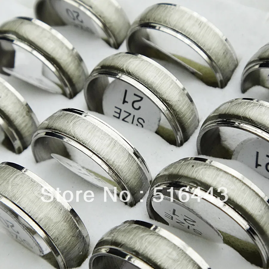 

A-515 Free Shipping 50pcs Silver Lucite Fashion Women Mens Stainless steel Rings Wholesale Fashion Jewelry Lots