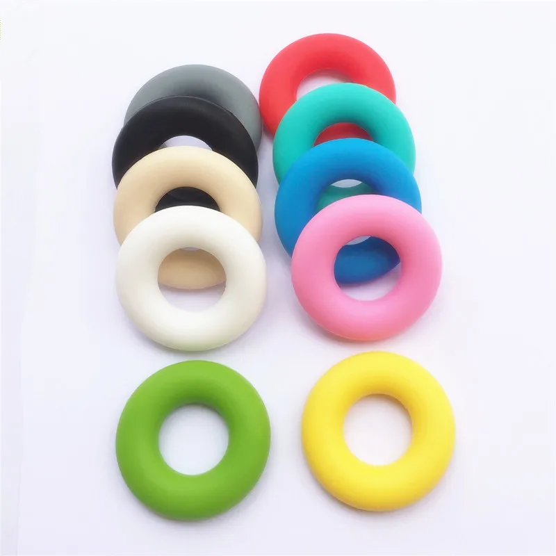 Chenkai 10pcs BPA Free Loose Silicone Round Donut Ring Beads Food Grade DIY Baby Pacifier Dummy Teether Jewelry Toy Accessories