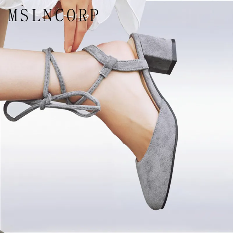 

Size 34-43 Fashion Ladies Summer Gladiator Sandals Women High Heels Party Pumps Open Toe Ankle Lace up Thick with Casual Shoes