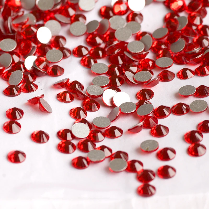 YANRUO 2058NoHF SS16-SS20 Red Light Siam Sewing Accessories Flatback Rhinestones Non Hotfix Stones Craft Crystals For Needlework