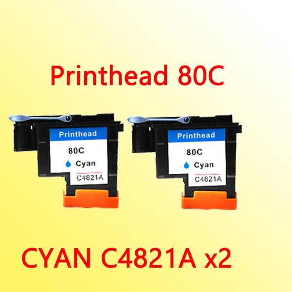 

2x printheads compatible for hp80 cyan C4821A replacement for hp 80 Designjet 1000 1050c 1055cm