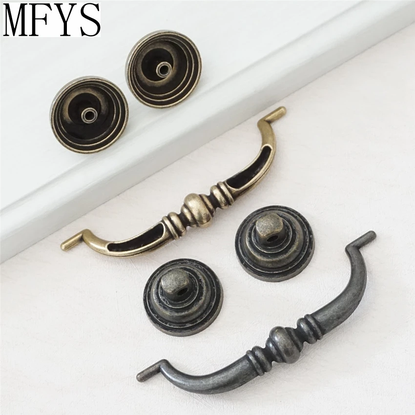 MFYS Vintage Furniture Handle Zinc Alloy Handles for Cabinet and Drawer Antique Black Kitchen Accessory Wardrobe Pulls