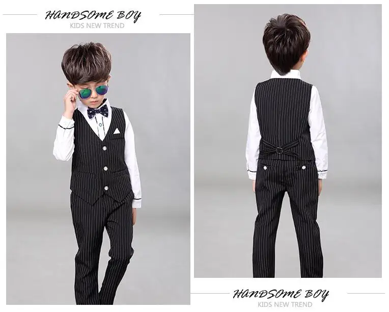 Japanese Suits for Weddings Boys Vest +Pants 2pcs Flower Boys Formal Tuxedo Kids Dress Shirt Gentleman Party Clothing Sets C4