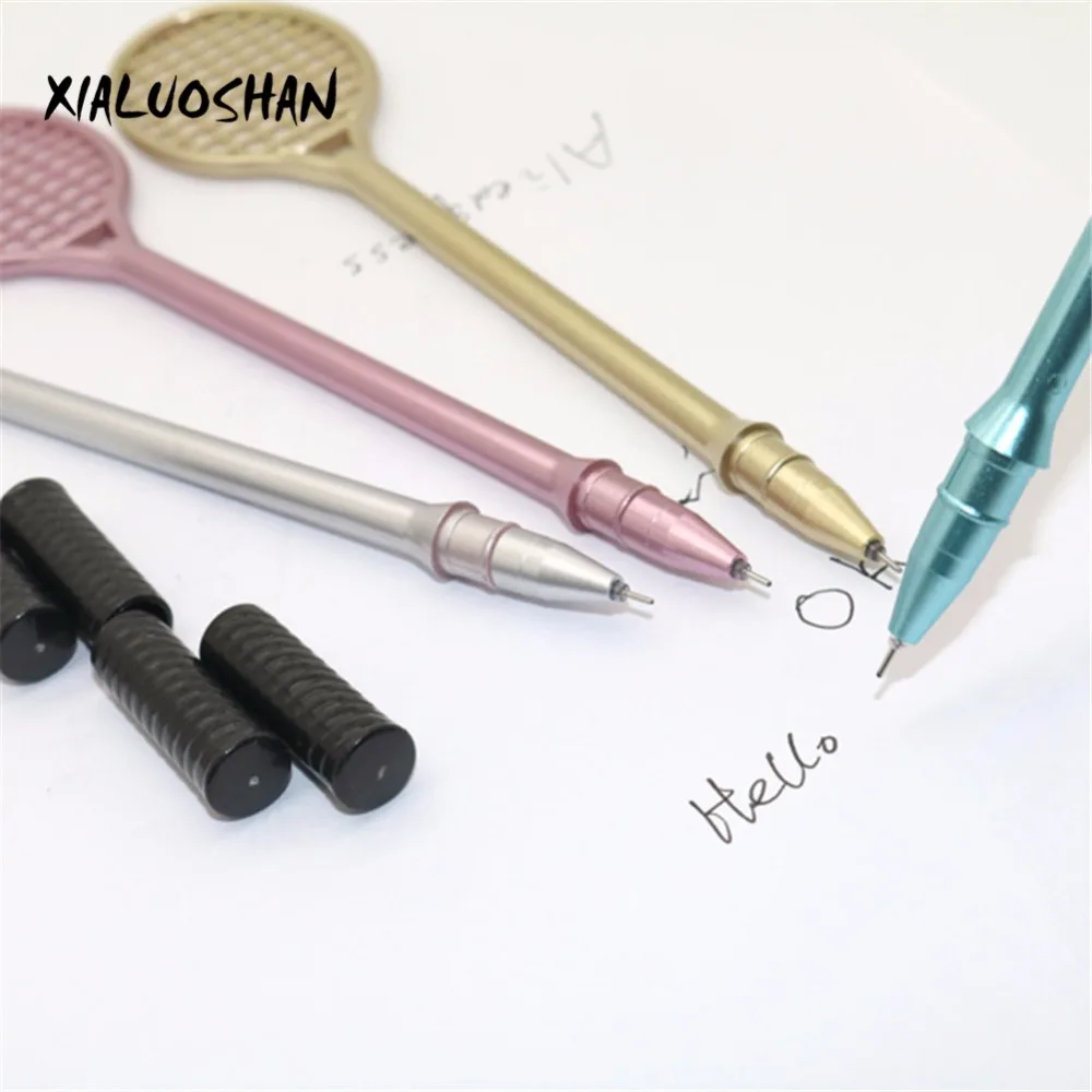 4 Pcs Gel Pen Writing Point 0.5mm Creative Stationery Cute Tennis Racket Modeling Badminton Racket Pencil Stylus Pen