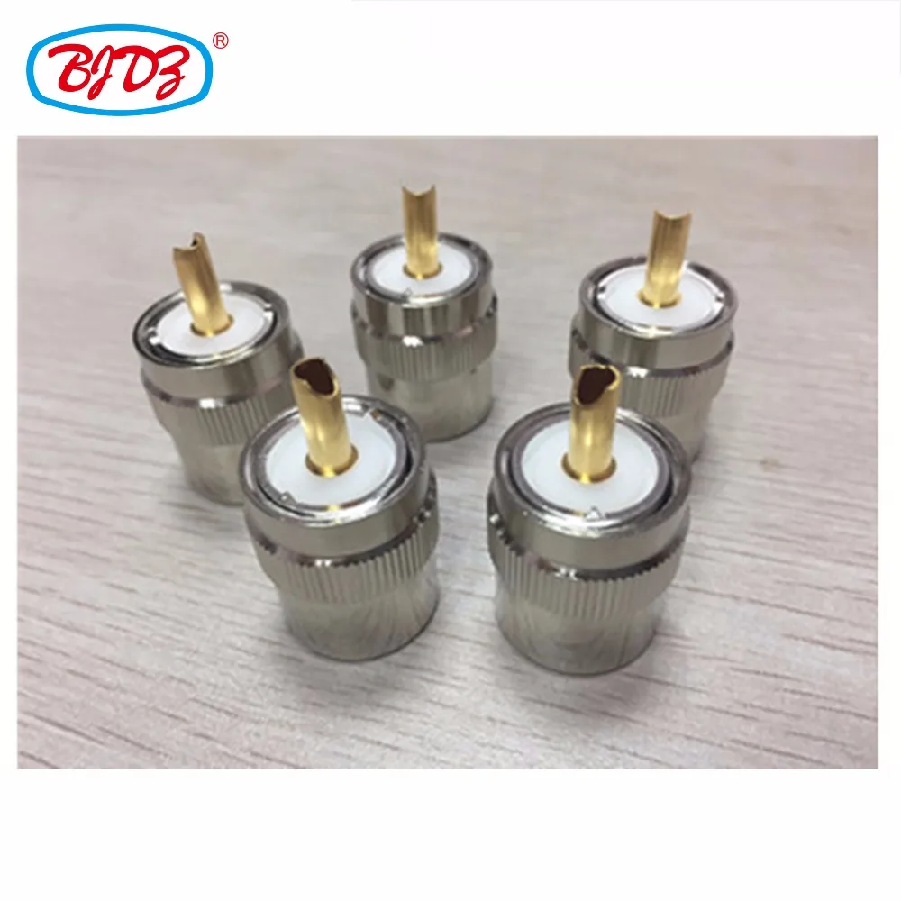 Free Shipping 5pcs SO259 PL259 UHF male straight connector for RG213 RG8 LMR400 7DFB cable rf connector