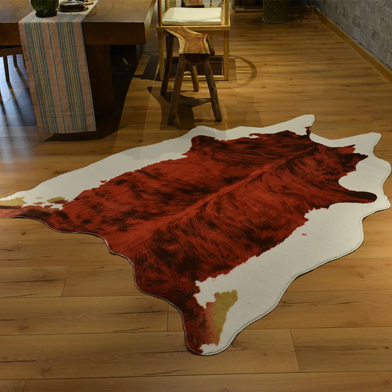 

Wine Red Cowhide Carpet Large Carpets For Living Room Tapetes Para Sala De Estar Faux Fur Rug Fashion Alfombra