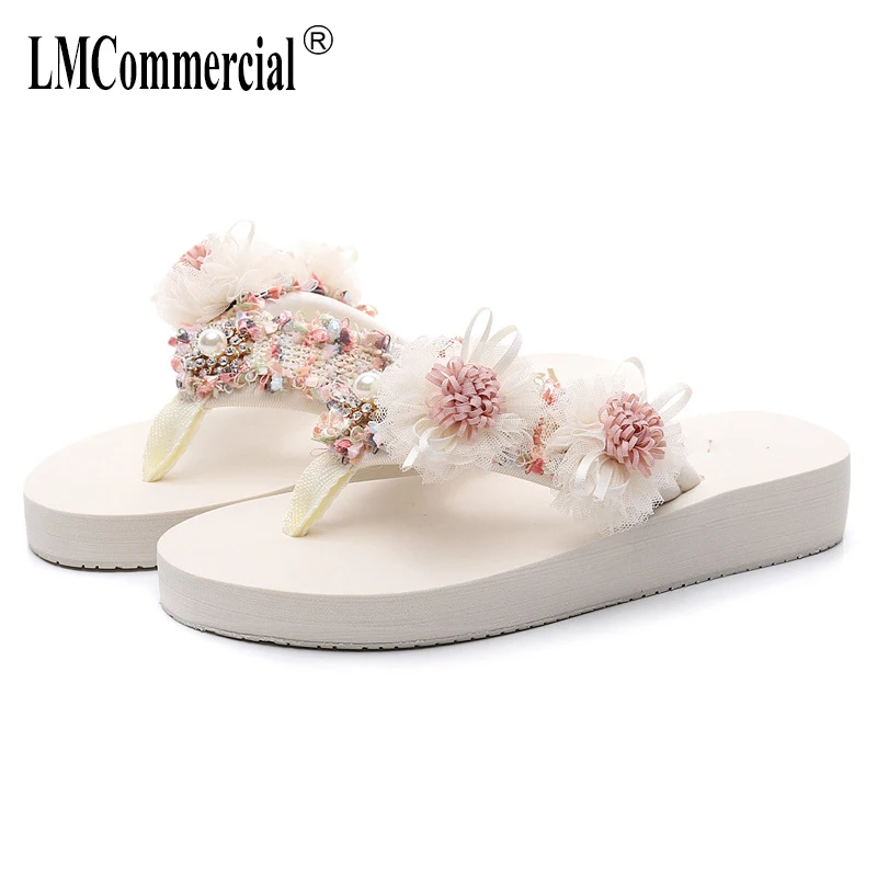 

national students slippers female summer fashion seaside flowers flip-flops beach shoes luxury shoes women designers