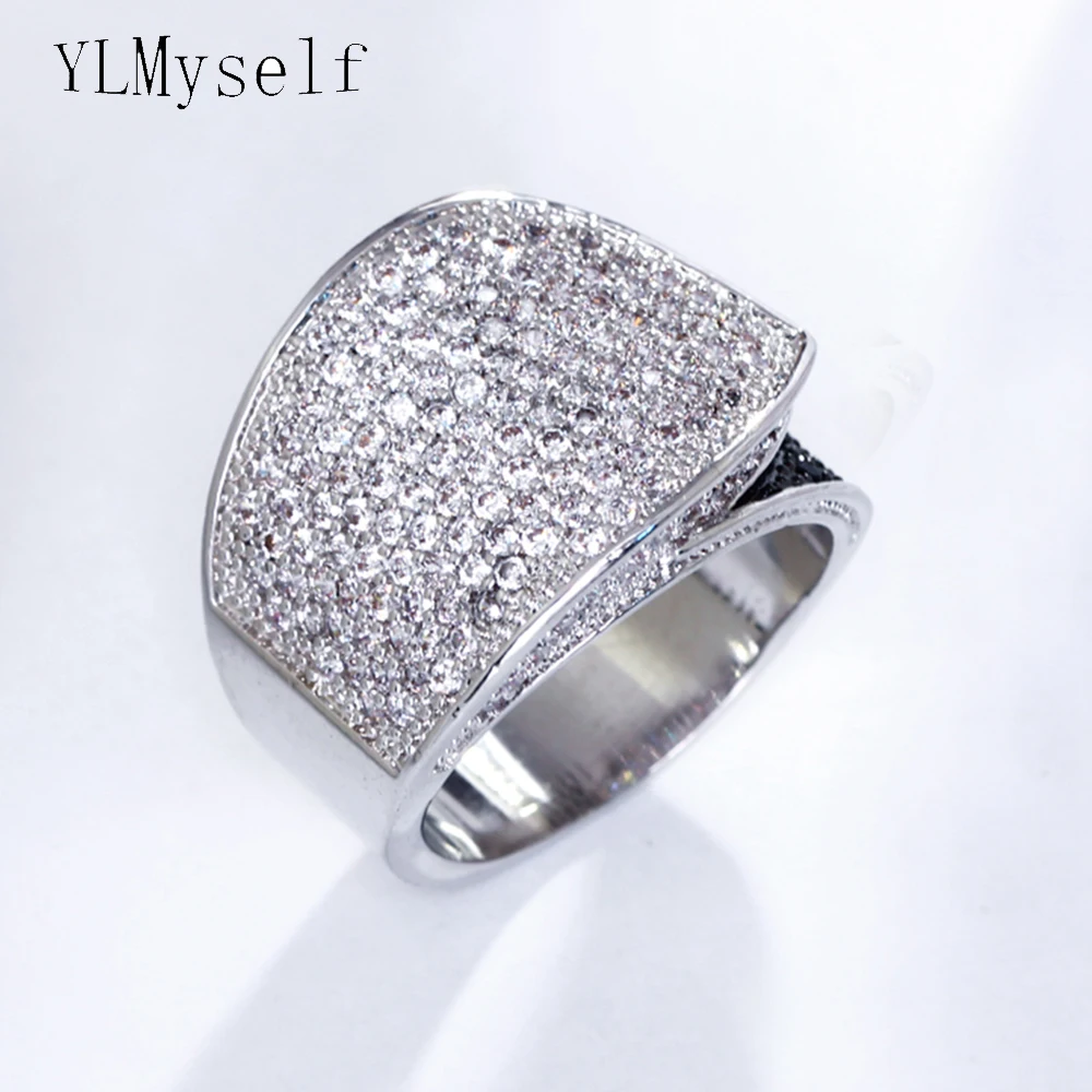 Large Leaf Promotion Ring for Women 2 Tone White Jet Color Big Trendy Jewelry High Ending Fast Ship